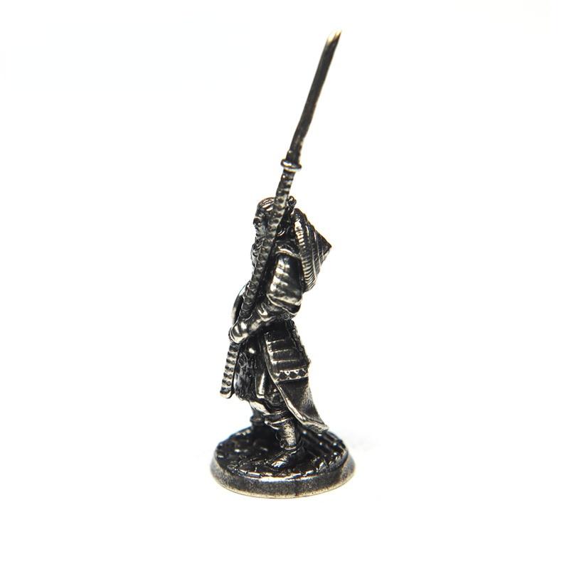White Copper Miniatures Vintage Metal Soldiers Model Statue Japanese Shogunate Samurai Figurines  Desktop Toy Ornament Decoration