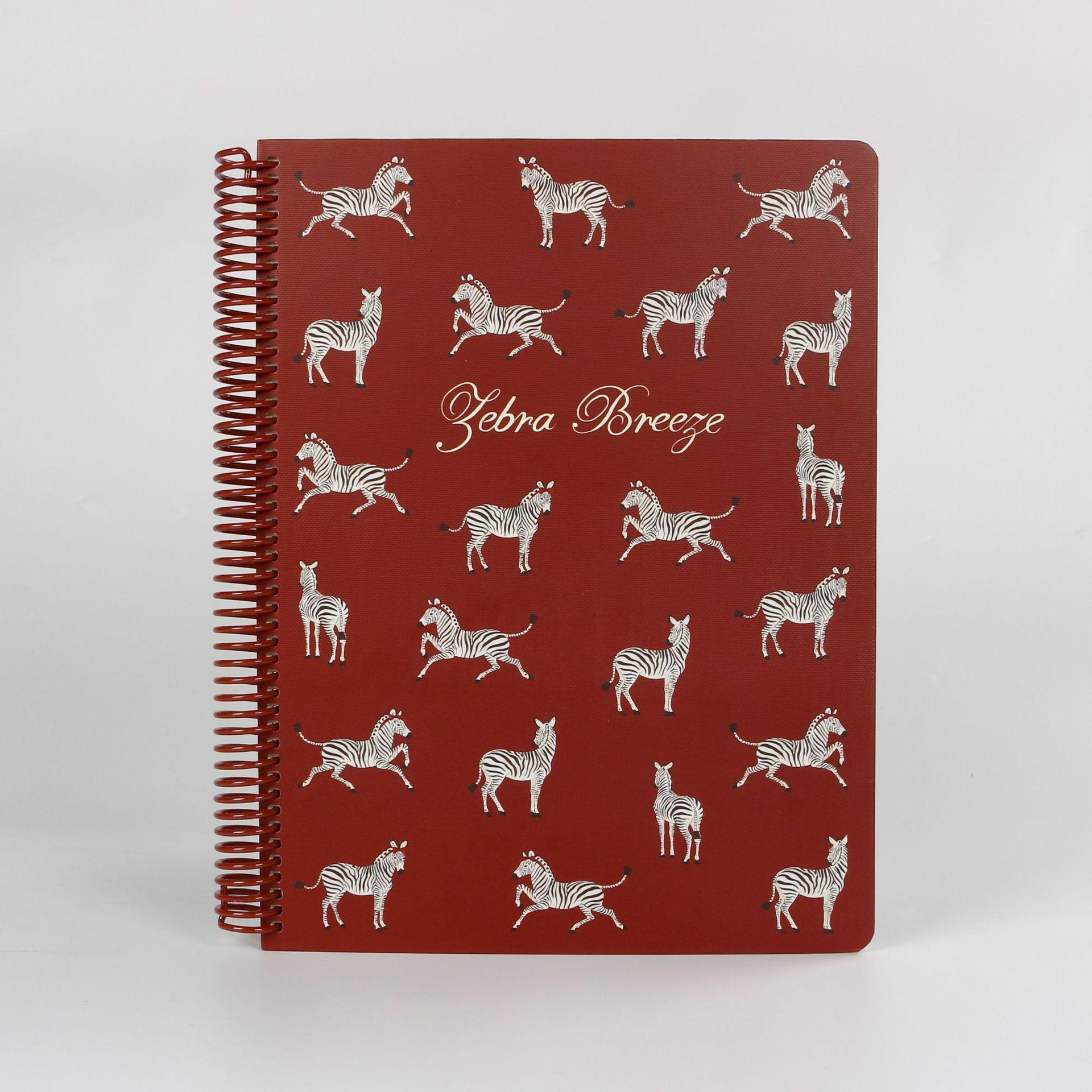 Custom Printed Zebra Pattern 100 Sheets Loose-Leaf Spiral Binding A4 Hardcover Gift Journal (Red,200 Pages)