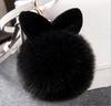 Cute Fluffy Bunny Toys Bear Keychain Rabbit Ear Key Chain Fur Woman Bag Charms Keyring Pom  Charm Pendant