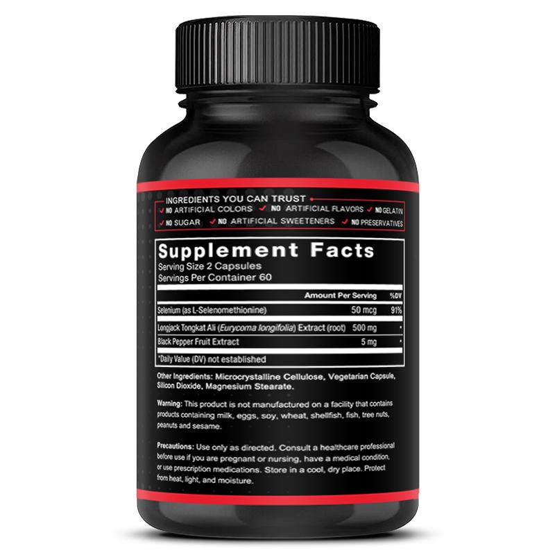 Longjack Tongkat Ali Extrakt 500 mg Nahrungsergänzungsmittel, 120 Kapseln pro Flasche