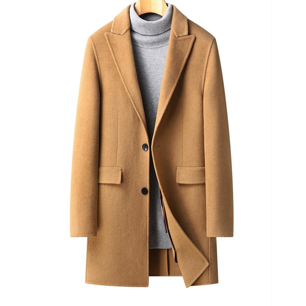 Brand New 100 Wool Lapel Double-Faced Tweed Coat Men's Long Down Detachable Liner Wool Coat Overcoat for Male