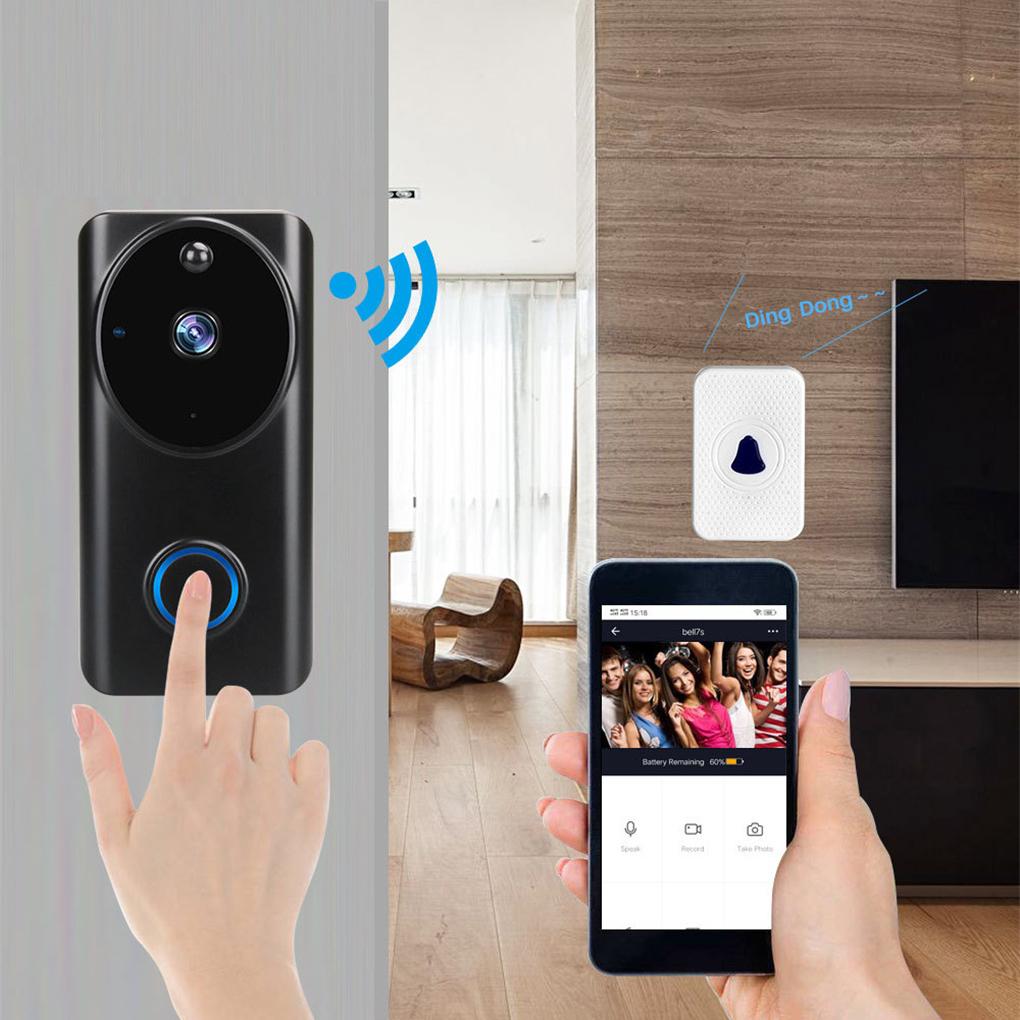 Visual Doorbell WiFi Wireless Smart Door Bell Phone Remote Video Home Alarm Door Chime, Bell with Receiver