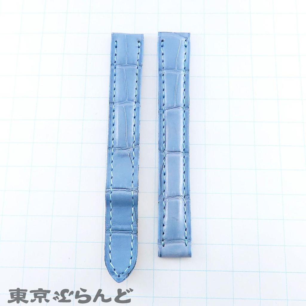 Used Cartier CARTIER Genuine Leather Belt KD28FM44 Pastel Blue Alligator Leather 13mm Replacement Strap for Tanks, Etc. Watch Strap for Women