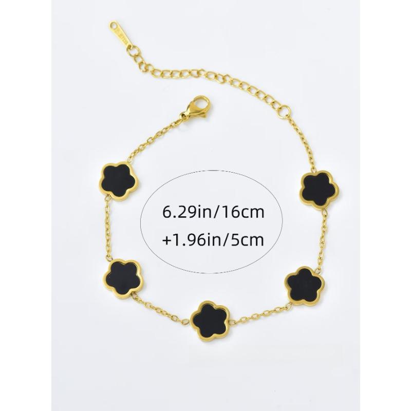 New Five-leaf Flower Bracelet Titanium Steel Does Not Fade High-end Bracelet Women's Light Luxury Ins Versatile Hand Jewelry
