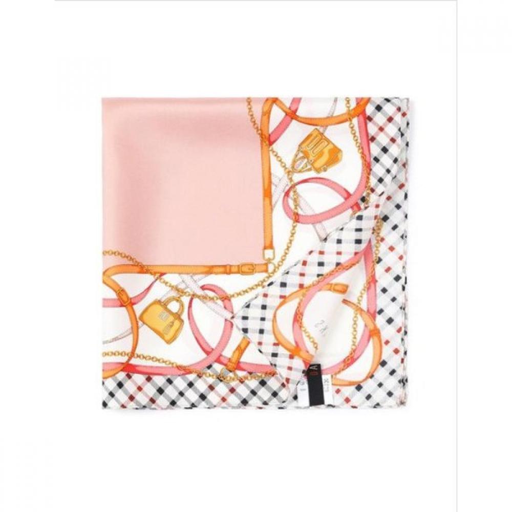 Daks Pink Logo Chain Print Silk Scarf Dcsc8f142p2