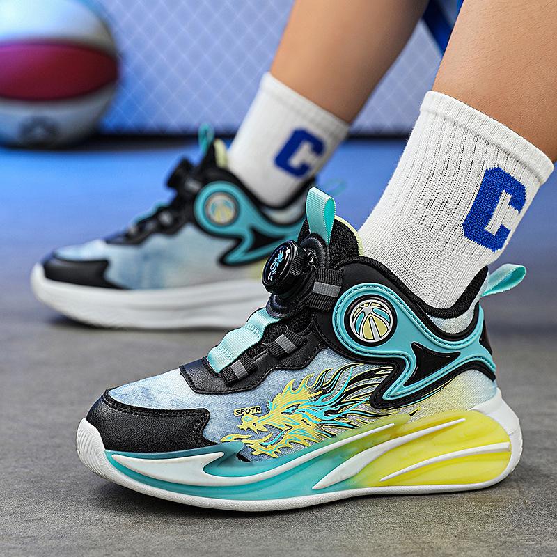 Babu Bean Children's Basketball Shoes Boys 2025 New Middle-aged and Older Children's Non-slip and Cushioning Girls' Sports Shoes Classmates Flick
