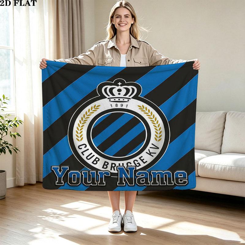 1PC Club Brugge KV Custom Name Patterned Flannel Blanket Suitable For All Seasons for Home Decor Warmth and Comfort Gifts Holiday Present