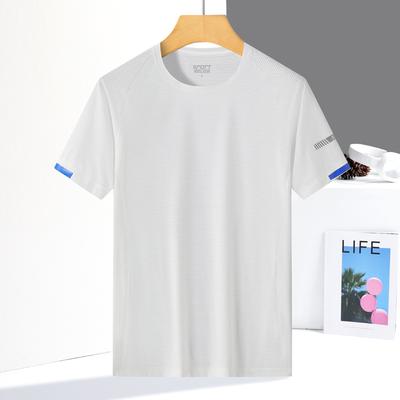 Letné Pár Ice Silk Krátkorukávové Pánske Okrúhly Výstrih Fitness Ľahké Priedušné Pohodlné Športové a Voľnočasové Ice Silk Rýchloschnúce Tričko