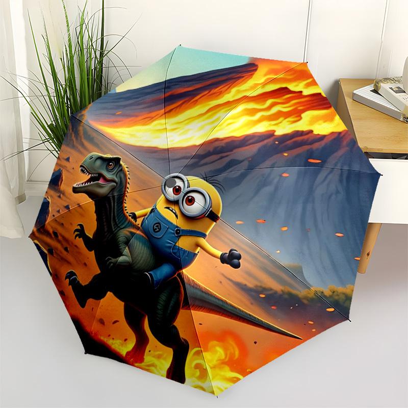 

1pc Minions Automatic Folding Umbrella - Compact 8-Rib Design, Durable Plastic & Iron, Perfect Gift for Friends & Family, Outdoor Umbrella, Fashionabl