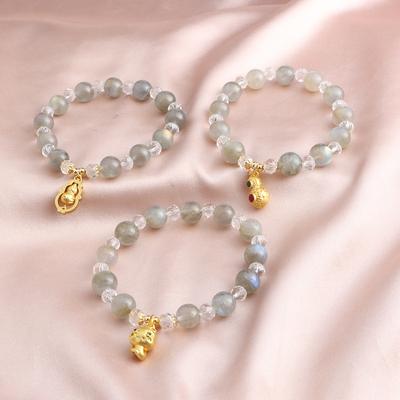Gray Agate White Water Gourd Single Circle Bracelet, Gray Agate White Water Villain Single Circle Bracelet, Fashionable and Simple.