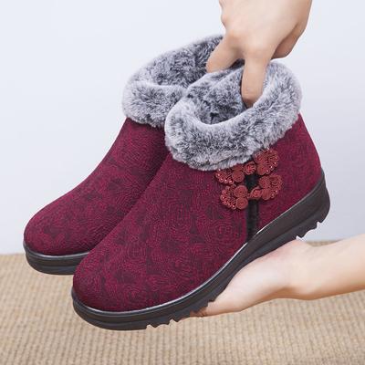 New Winter Old Beijing Cotton Shoes Women's Fashion Velvet Thickened Sports Middle-aged and Elderly Non-slip Polyurethane Mother Cotton Shoes