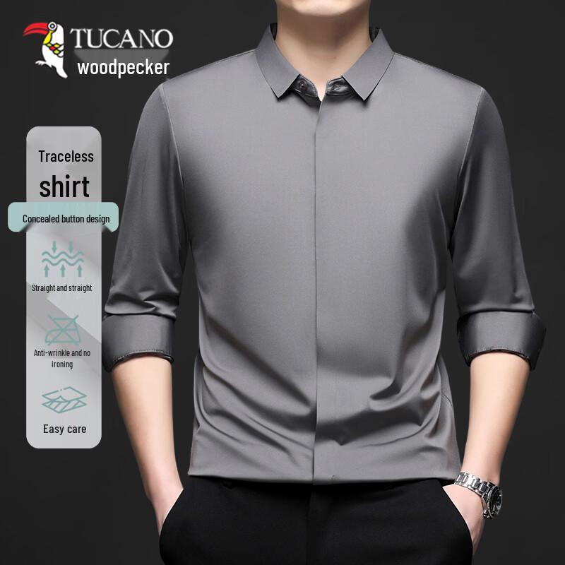 

TUCANO Men s Stretchy Wrinkle-Resistant Long Sleeve Casual Shirt XL