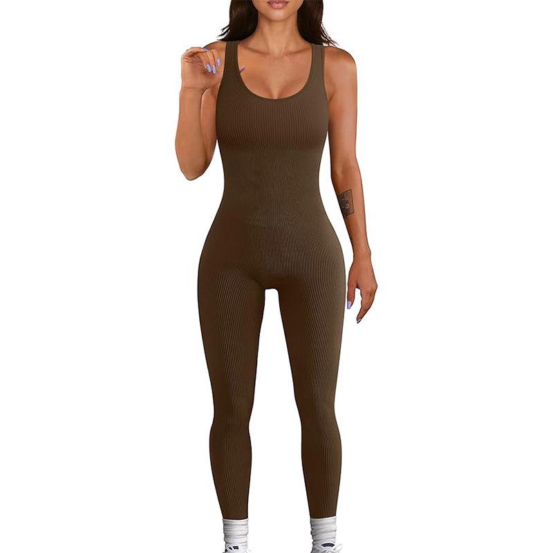 

Seamless European-American Tummy Control Slimming Yoga Dance Jumpsuit for Women Medium чорний