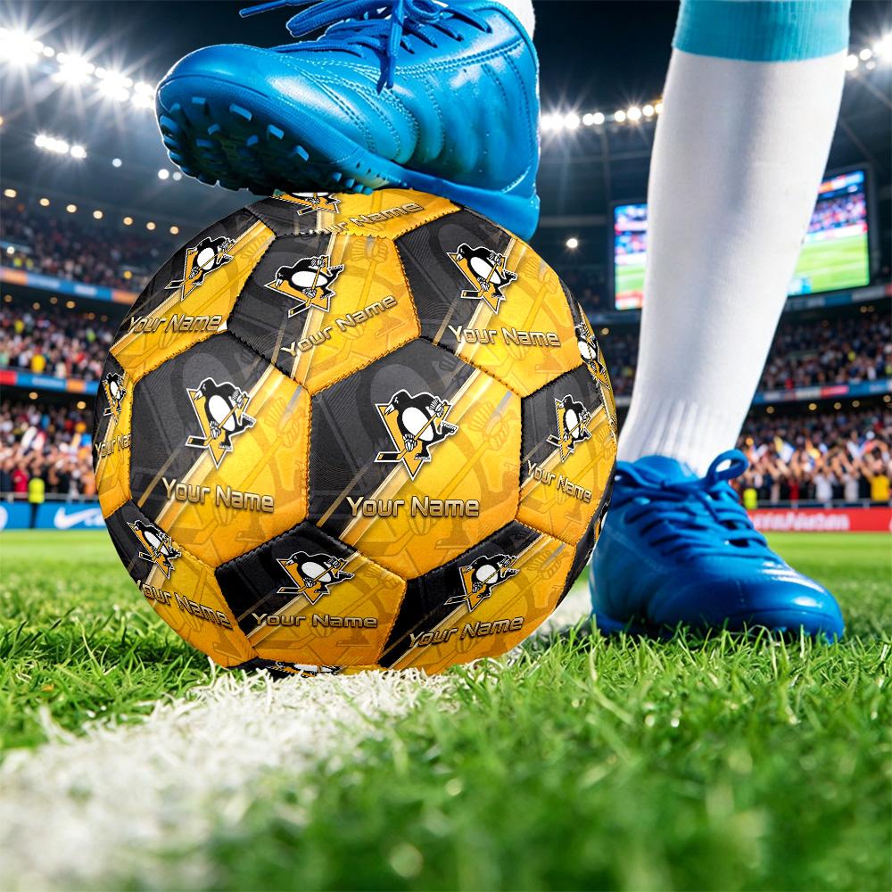 Pittsburgh Penguins Size 5 Football, Custom Name Text Personalized Soccer Ball Sport Training Gift