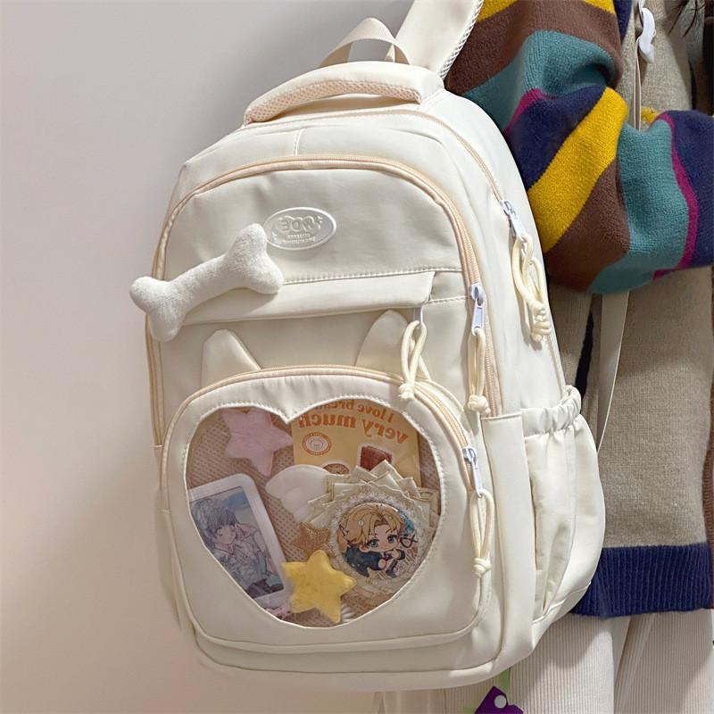 Bag Large Shoulder Capacity Solid Color Backpack Unisex School Travel Student