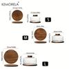 1PCS Round Wooden Cake Stand with Glass Dome Lid -Wood Serving Tray for Dim Sum Pastries & Desserts for Dining Room Cake Tray