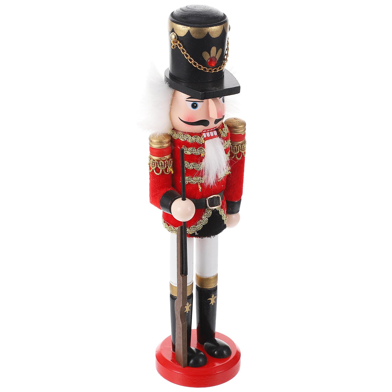 

Nutcracker Soldier Puppet Ornament Wooden Walnut Soldier Crafts Color Painted Fine Workmanship Decorative Desktop Figure червоний