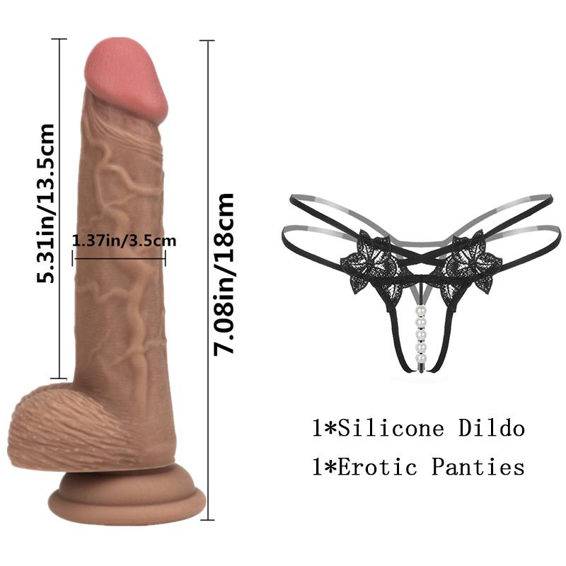 Realistischer weicher Silikondildo mit erotischem Höschen, schwules Spiel für Erwachsene, Sexspielzeug für lesbische Frauen, Paare