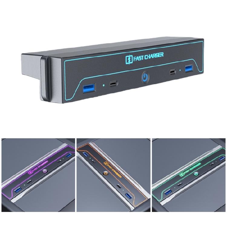 Fast Charging USB Hub with Sliding Lid Multiple Port Dock Console Multiport Charger Simple Installs for Car Model 3