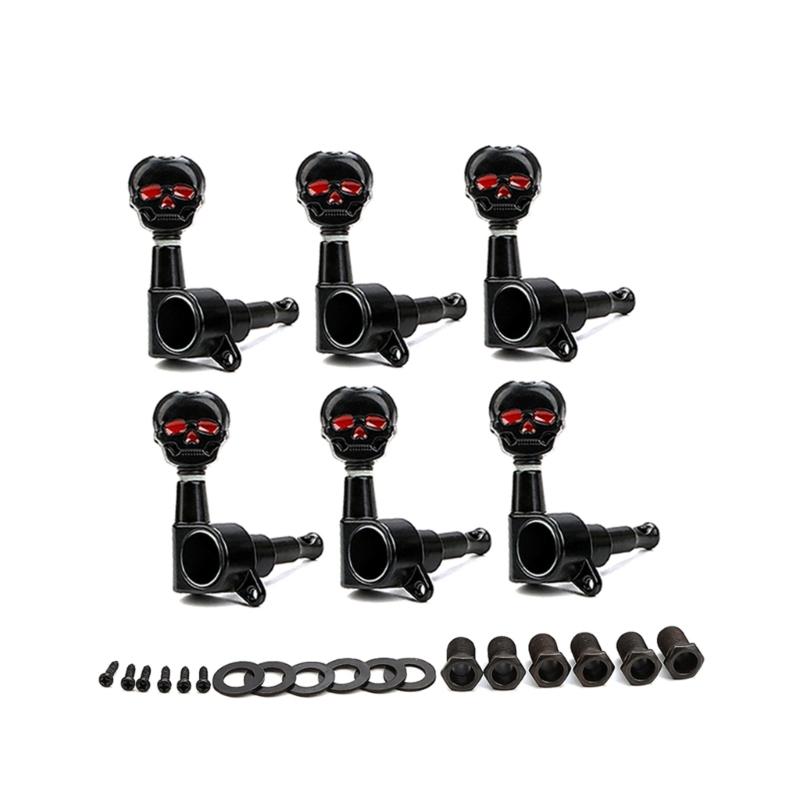 6Pcs 6R Machine Head Knobs Replacement Skull Button Tuning Pegs Keys Tuner Machine Heads Knob Guitar Part Enduring 1