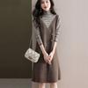 Women's Turtleneck Sweater Dress Autumn and Winter Fake Two-piece Mid-length Knitted Shirt Loose and Fashionable Long-sleeved Pullover