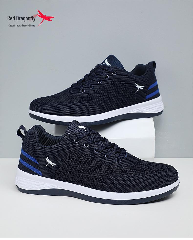 Red Dragonfly Men's Flyknit Sports Shoes - Non-slip, Soft Sole, Casual Travel Sneakers for Spring, Summer, and Autumn