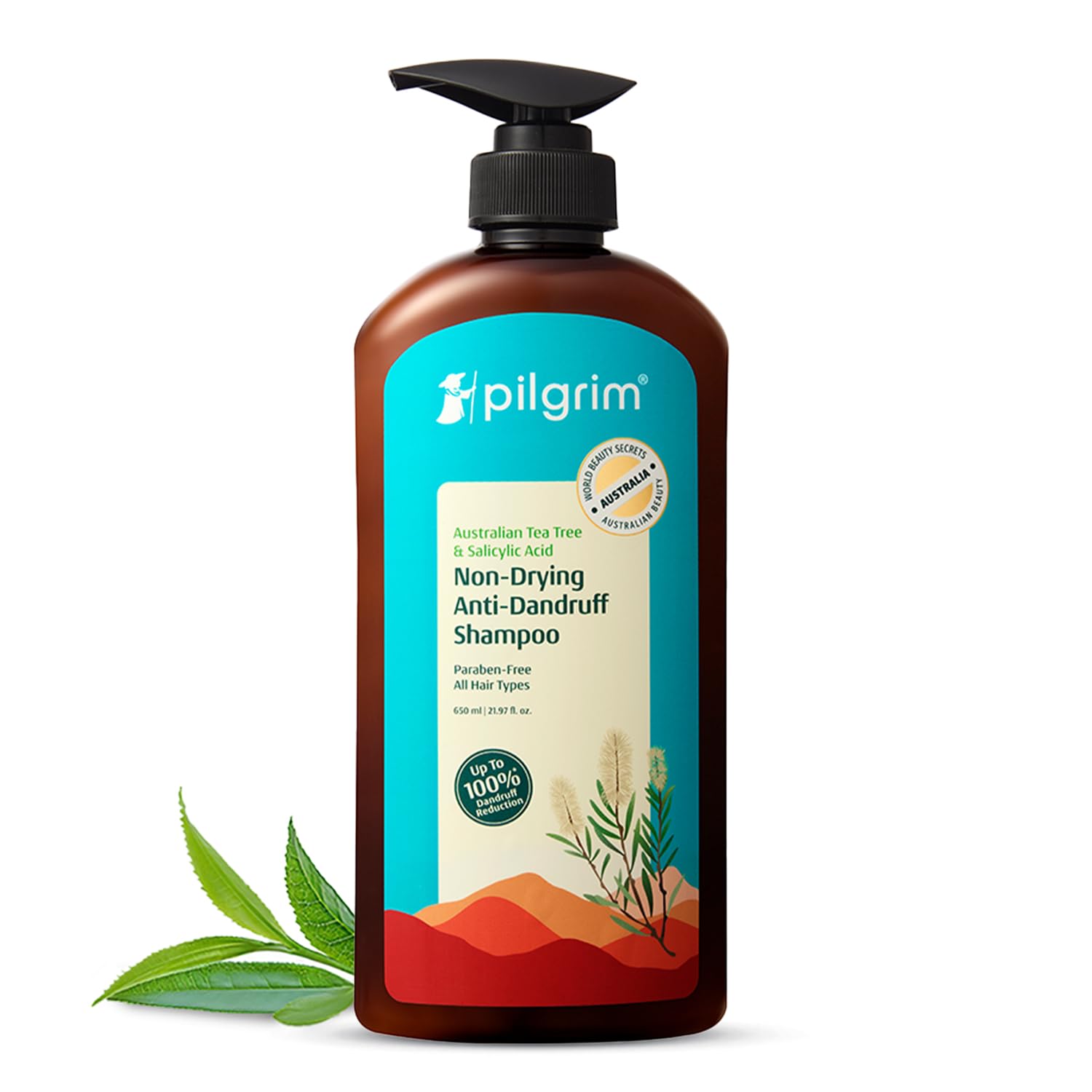 

Pilgrim Australian Tea Tree Non-Drying Anti-Dandruff Shampoo 650 ml Smooth Hair Daily Scalp Cleanser For Men Women