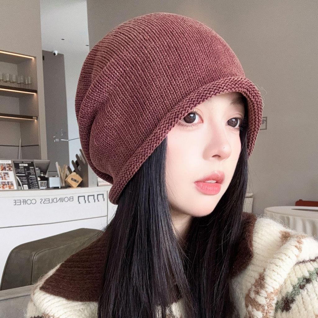 Damen Herbst & Winter Minimalistische Slouchy Beanie - Einfarbig, Umschlagrand, Warmer Ohrenschutz