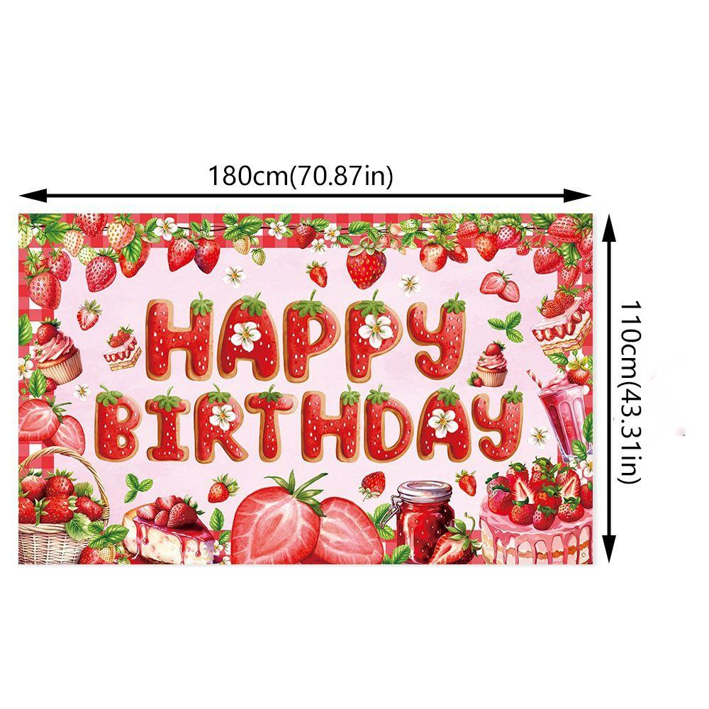 Red Strawberry Party Background Polyester Poster Photo Props  Photo Booth