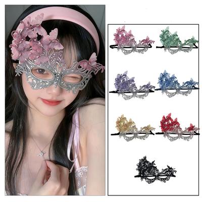 Rhinestone Masquerade Mask Breathable Butterfly Masquerade Mask Lace Half Face Mask Gradient For Theme Party Cosplay Wedding