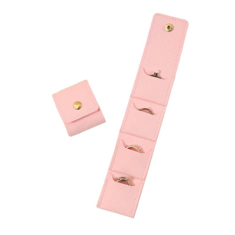 Microfiber Velvet Mini Jewelry Display Bag Foldable Small Necklace Ring Packing Bag Storage Case Container Earrings Organizer темно-розовый