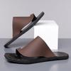 Herren Schwarze Leder Pantoffeln Einfache Flache Schuhe Sommer Weiße Flip-Flops Outdoor Römische Sandalen Braune Offene Zehen Strand Schuhe Übergröße