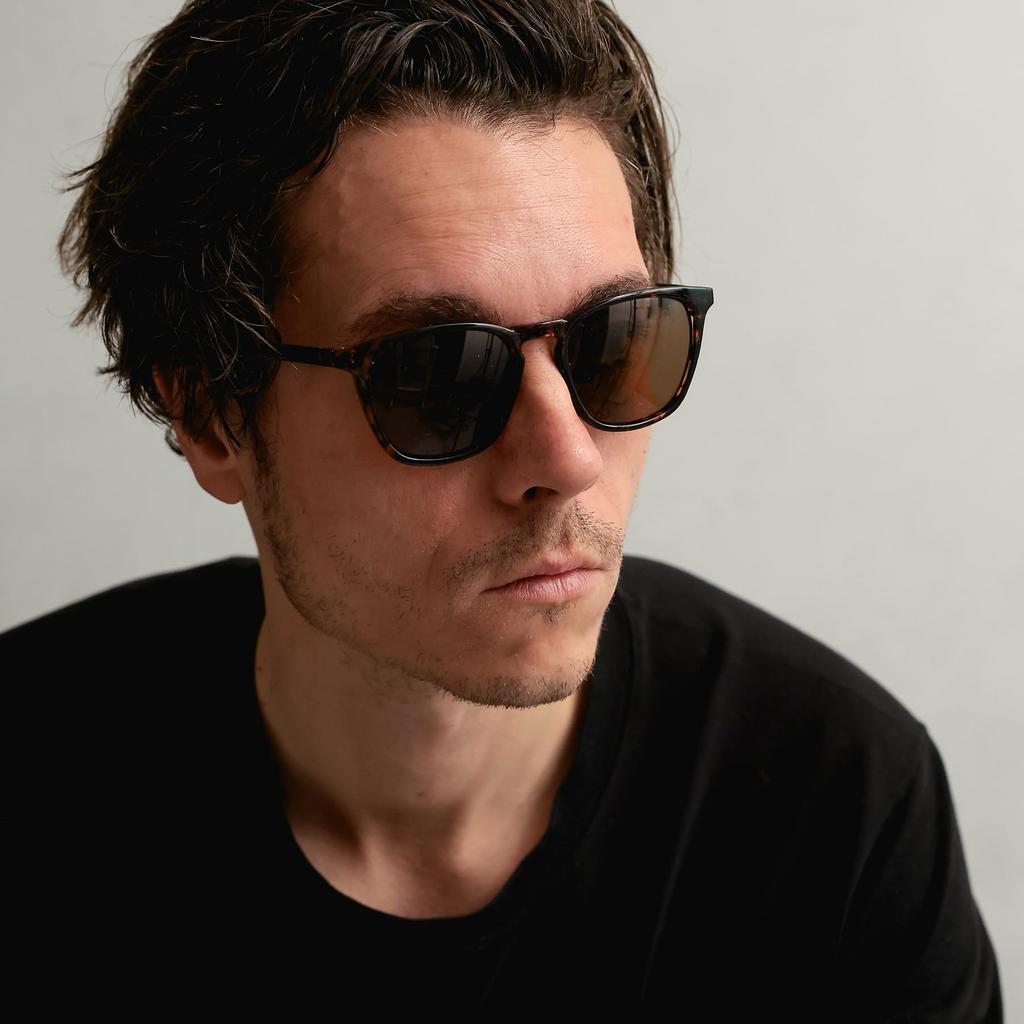 [FashionBerry] Demi x Brown Men's Sunglasses, 99% UV Protection, Wellington Style, Light-Colored Lenses, Lightweight, Fashion Eyewear (1050738-F-288)