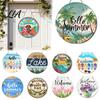 Summer Porch Decoration Hello Door Sign, Spring Beach Flowers Welcome Wooden Seaside Coastal Decorations Front Hanging Plaque for Wall, Outdoor Garden