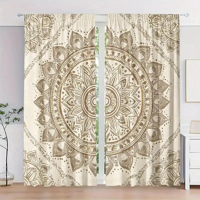 Light Colored Totem Printed Curtains Christmas Decorations Bedroom Living Room Home Decoration Made Of Polyester Area Decor