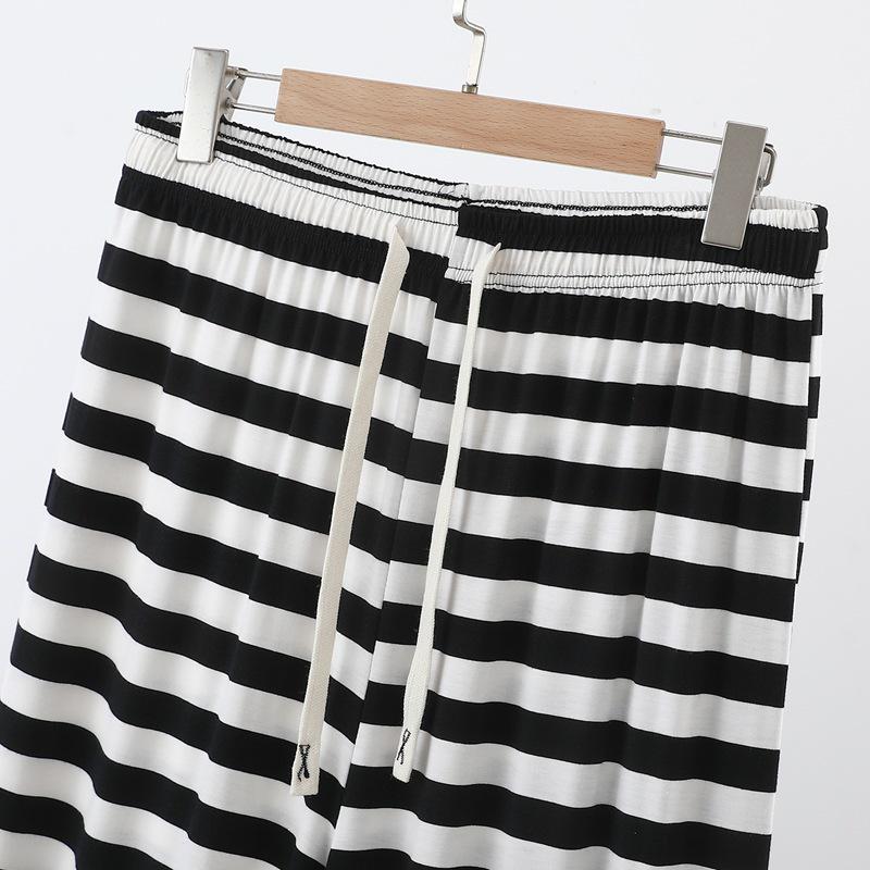 Women's Striped Wide-Leg Pants: Spring/Summer, Lightweight, Loose Fit, Versatile, Plus Size