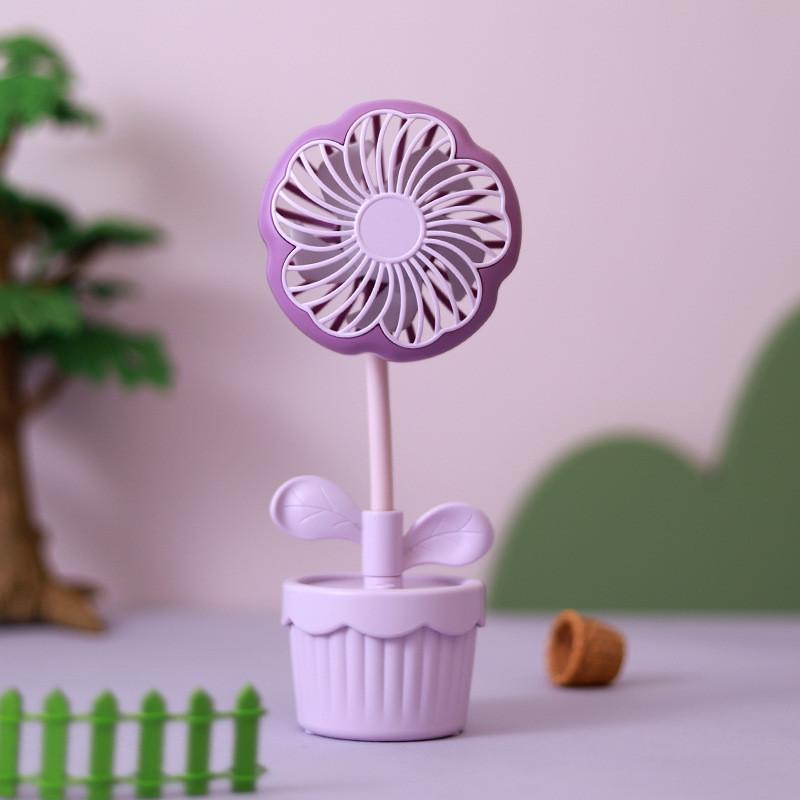 

Cute Flower Pot Shaped Mini Fan Usb Portable Mini Electric Fan Purple Orange Pink