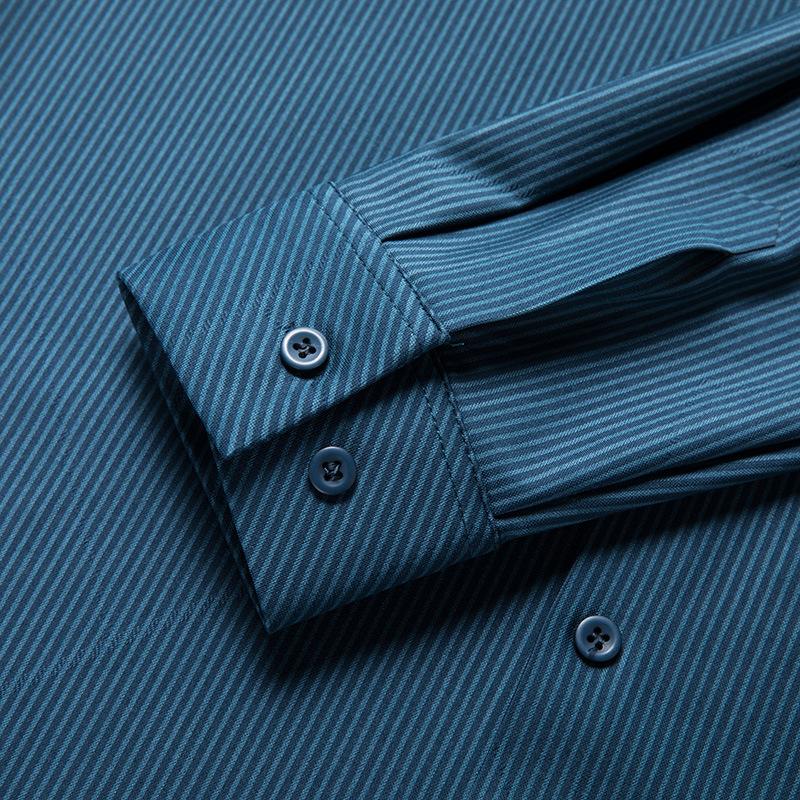 Autumn New Middle-aged Men's Long-sleeved Shirt Business Casual Dad Wear Stretch Seamless Plaid Shirt