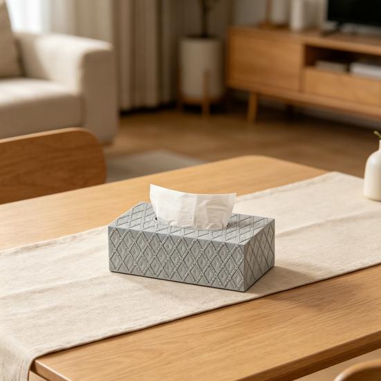 Tissue Box, with Waterproof Wear-Resistant Surface, Diamond Embossed Texture Compact Paper Holder for Office Bedroom