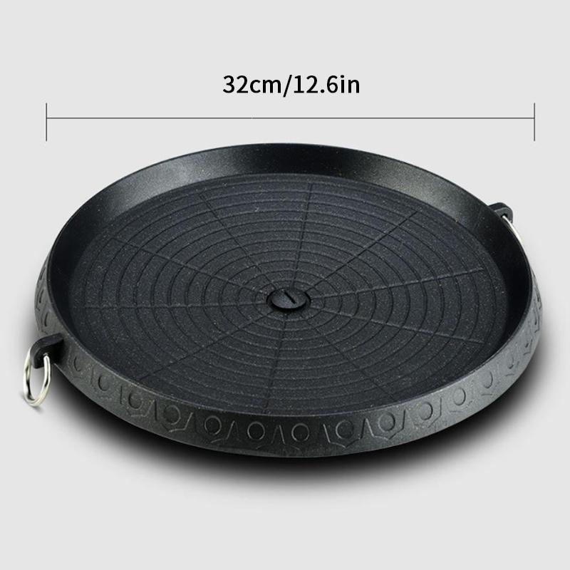 32Cm Maifan Stone Charcoal Grill Pan Round Outdoor Picnic Garden Party Terrace Beach Korean Bbq Plate Non-Stick Aluminum Tray