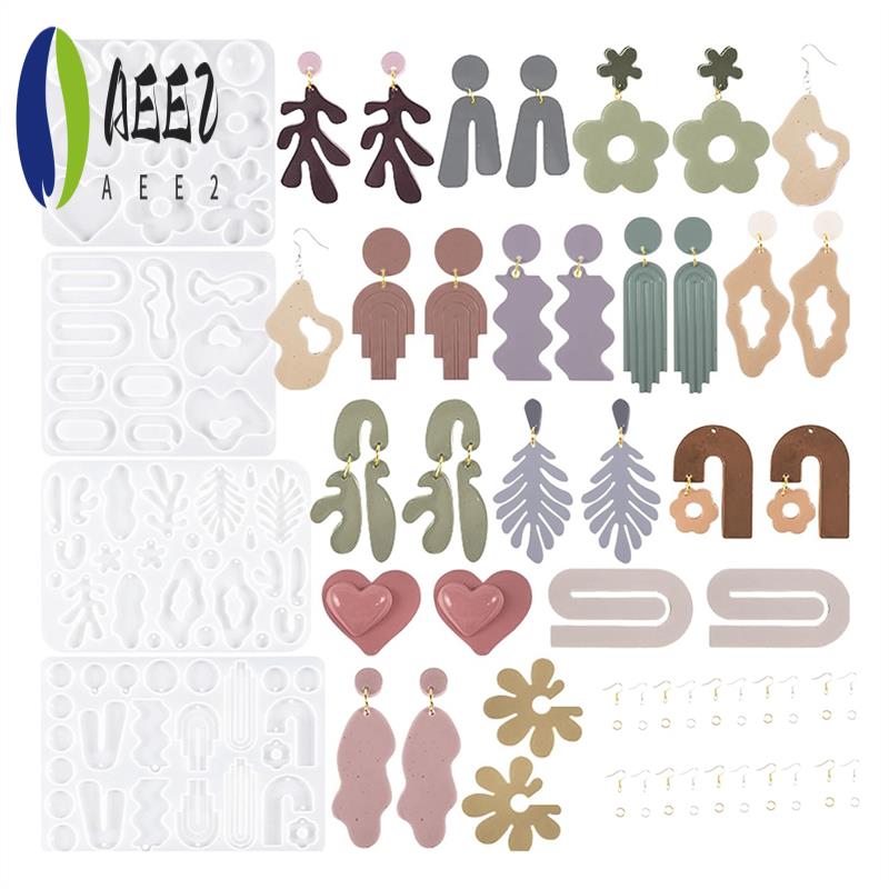 

AEE2-44PCS Resin Earring Molds, Silicone Molds For Epoxy Resin, Geometrical Flower Leave Heart Shaped Epoxy Silicone Casting белый