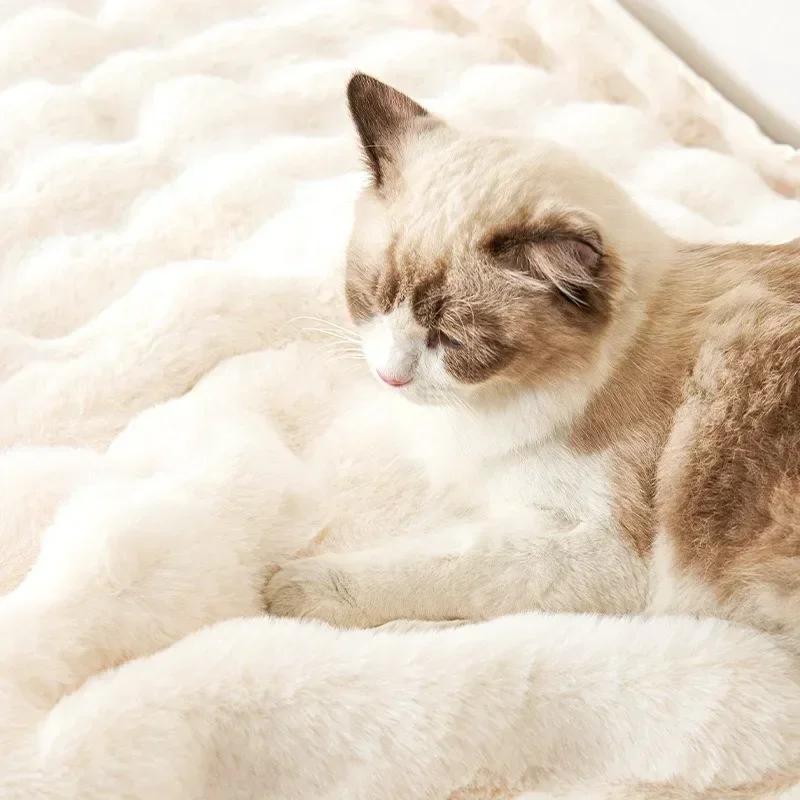 Rabbit Plush Sofa Covers for Living Room Thicken Soft Plush Sofa Mat Warm Winter Irregular Sofa Towel Couch Cushion Home