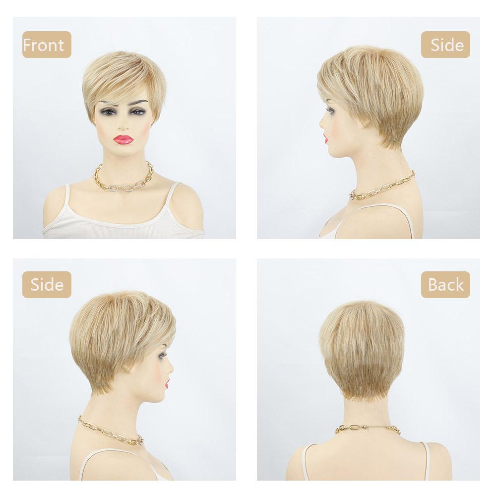 Women Light Blonde Wigs with Bangs Short Layered Hair Synthetic Wave Wig for Daily Cosplay Use Heat Resistant Fibre