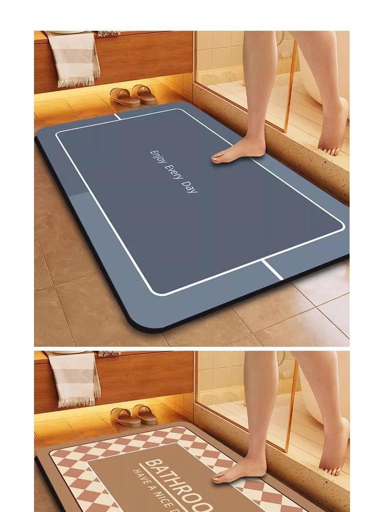 Bathroom Absorbent Non-Slip Diatomaceous Earth Mat: Quick-Drying, Stain-Resistant, Easy-Clean Mat