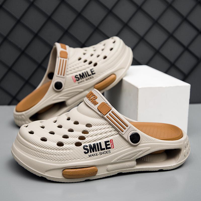 Sommer Herren Sandalen und Hausschuhe Dicksohlig Zuhause Rutschfest Verschleißfest Deodorierend Mode Strandpantoffeln 41/42 khaki