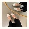 Fashion Retro Square Toe Shallow Mouth Silver Flat Shoes for Women 2025 New Spring Autumn Flat Mary Jane Shoes Ladies Plus Size 42 43 44