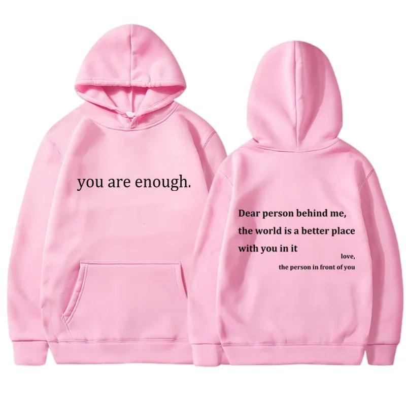 New YOU ARE ENOUGH Printed Hoodie Autumn Casual Sportswear Top Pullover Men's Hoodie Street Sweatshirt