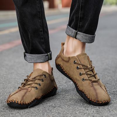 Męskie Mokasyny Brązowe Buty Turystyczne Ręcznie Robione Czarne Płaskie Buty do Jazdy Buty Codzienne z Szerokim Czubkiem Duże Rozmiary