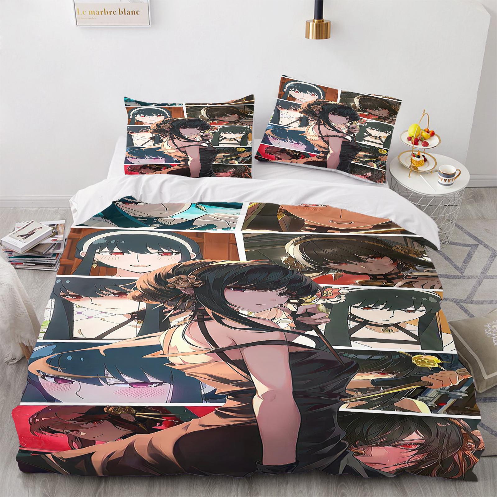 

3D Children S Couple Bed Bedding Set Cute Printed Cartoon Quilt Cover Polyester 135x200cm