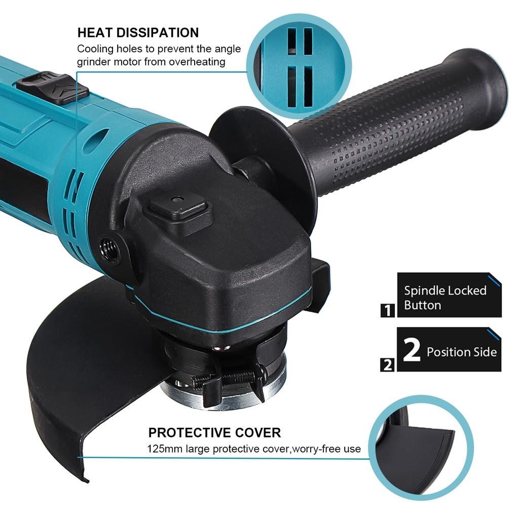 21V Cordless Angle Grinder 11000rpm Li Battery Electric Polishing Cutting Machine Power Tools For 18V Battery New